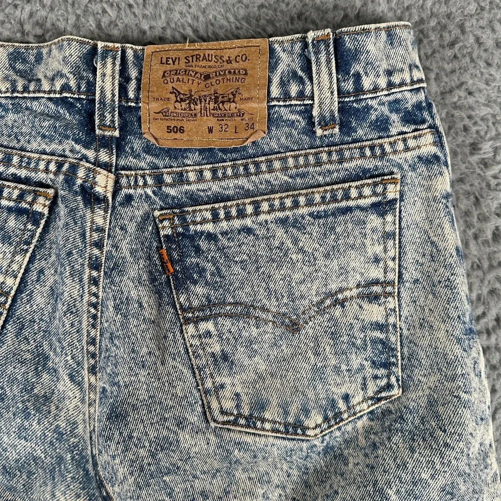 Vtg 1981 Levi's 575 Jeans Tapered Orange Tab Acid Wash USA 32x34(31x31 Fits)‎